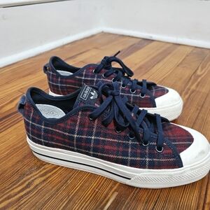 Adidas Women's Plaid Sneakers - Red and Blue